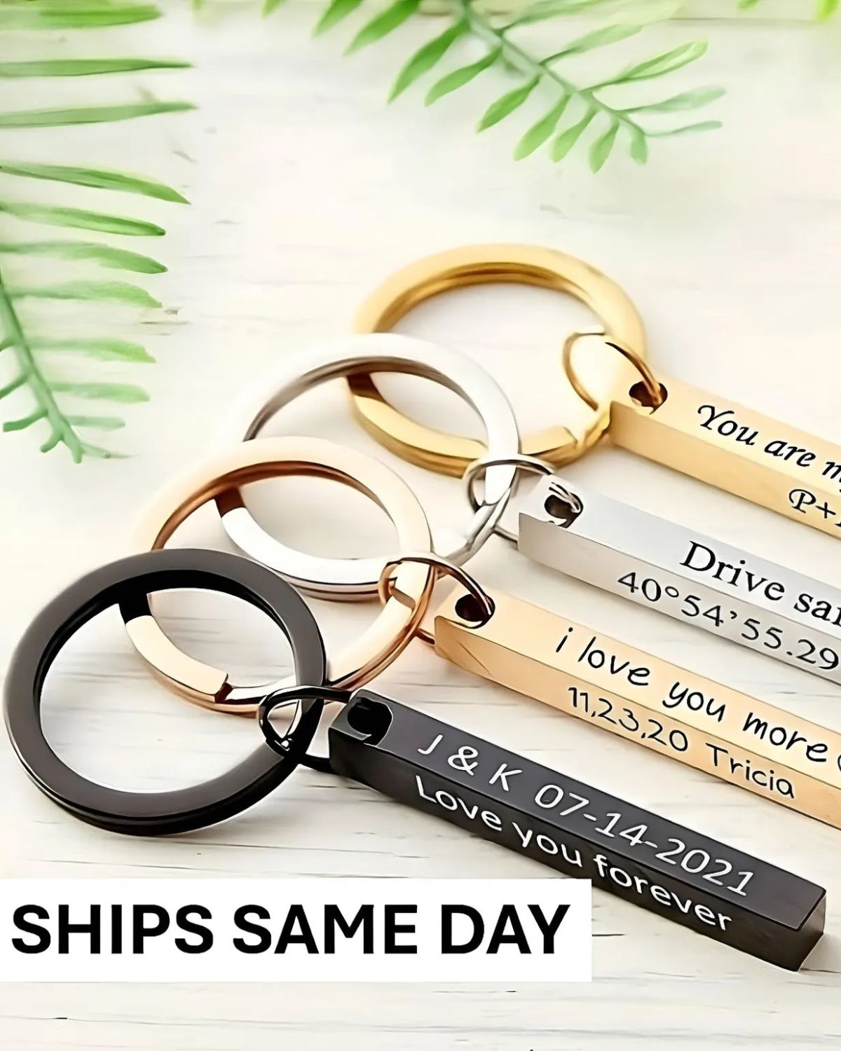 Personalized Engraved Bar Keychain