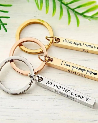 Personalized Engraved Bar Keychain