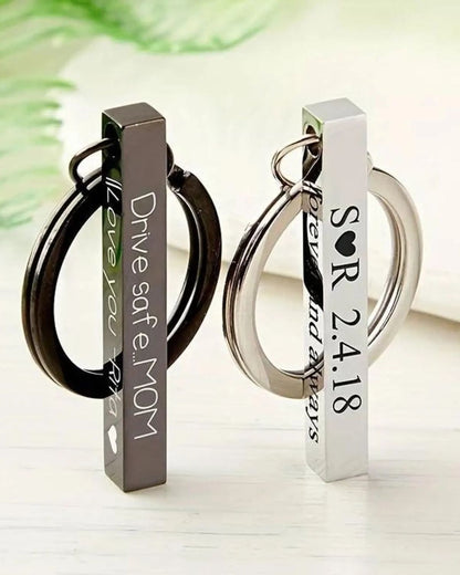 Personalized Engraved Bar Keychain